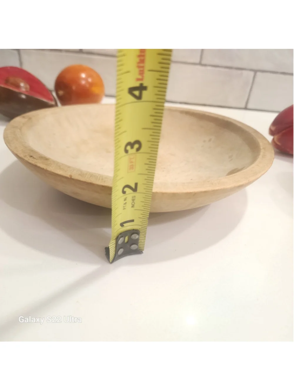 Munising Wood Bowl with Hand Carved Wooden Fruit Set Farmhouse Dec